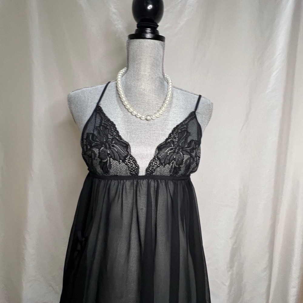 Victoria's Secret Black Lace Detail Chemise